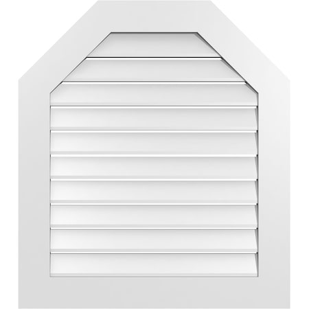 Ekena Millwork Octagonal Top Surface Mount PVC Gable Vent: Functional, w/ 3-1/2"W x 1"P Standard Frame, 30"W x 34"H GVPOT30X3401SF